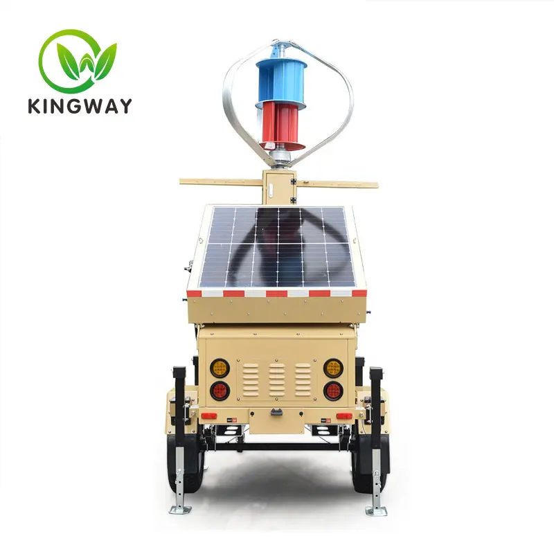 Mobile Wind Solar Complementary Powered Generator System Trailer with LED Flood Light Tower
