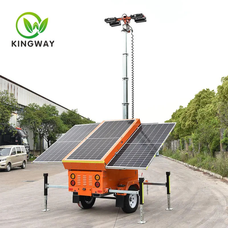 Portable 7m Solar lighting tower 360 degree rotation mobile 4*100W LED with factory price